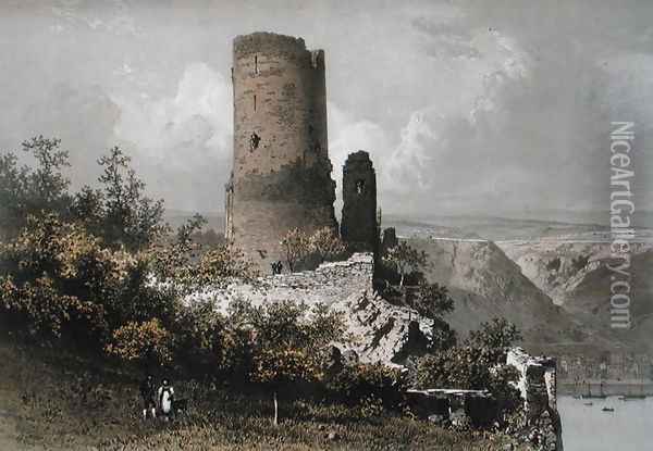 The Cat Tower, Rhine Valley, 1863 Oil Painting - Eugene Ciceri