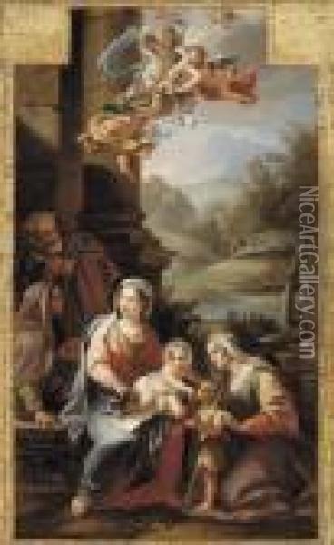Sacra Famiglia Oil Painting - Ludovico Mazzanti