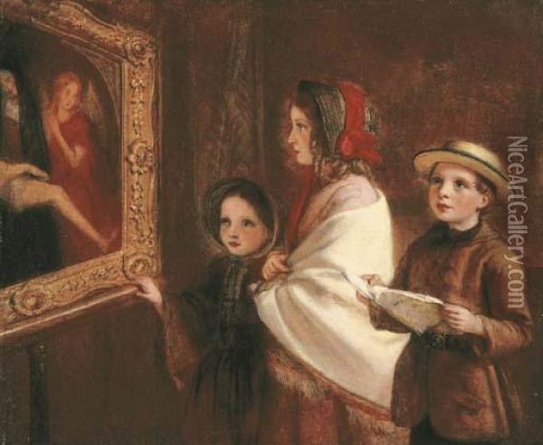 A Study In The National Gallery Oil Painting - Charles Compton