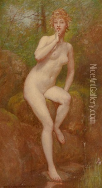 The Stream's Secret Oil Painting - Kenyon C. Cox