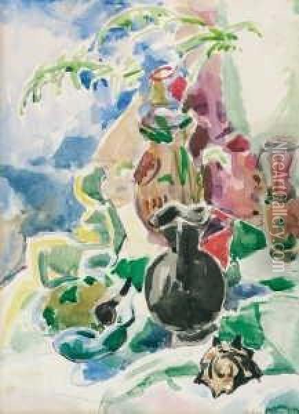 Stilleben Mit Matisse-plastik Und Muschel Oil Painting - Oskar Moll