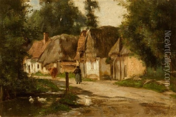 Before The Farm Oil Painting - Emile van Marcke de Lummen