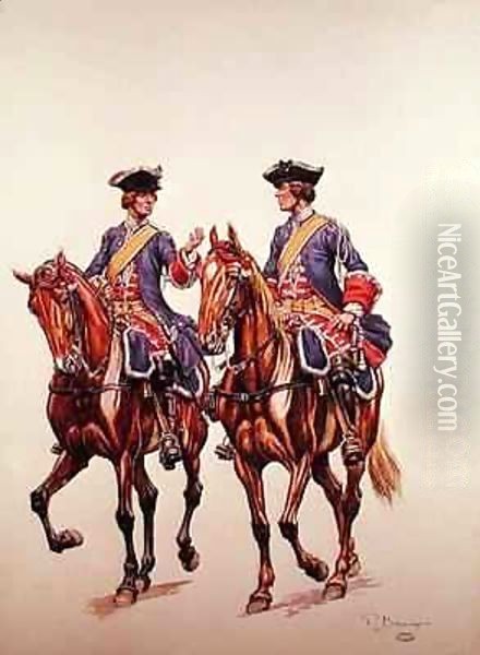 Deputy Sergeant and Archer of the Mounted Police Force of l'Ile de France Oil Painting - P. Benigni