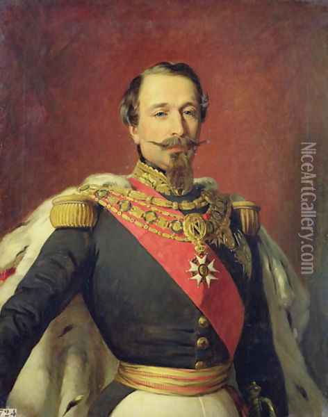 Portrait of Emperor Louis Napoleon III, 1853 Oil Painting - Auguste Boulard