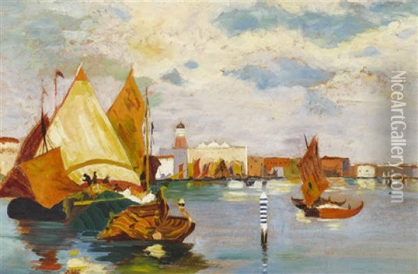 Segelschiffe Vor Istanbul Oil Painting - Hale Asaf