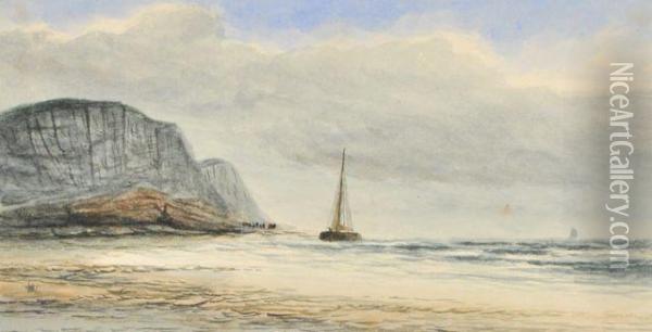 Beach Scene Oil Painting - Henry William Burgess