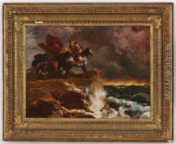 Paysage De Tempete Avec Cavalier Oil Painting - Eugene Fromentin