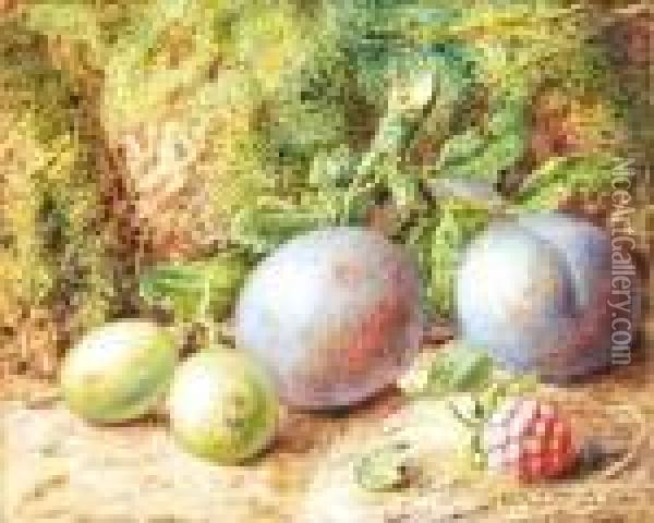 Fruit On A Mossy Bank Oil Painting - Vincent Clare