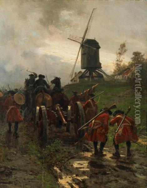 Gunners At Blenheim Oil Painting - Ernest Crofts