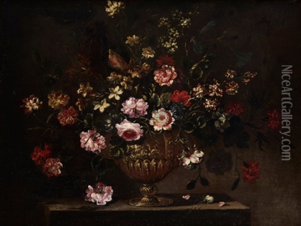 Blumenstrauss Mit Prunkvase Oil Painting - Giovanni Stanchi