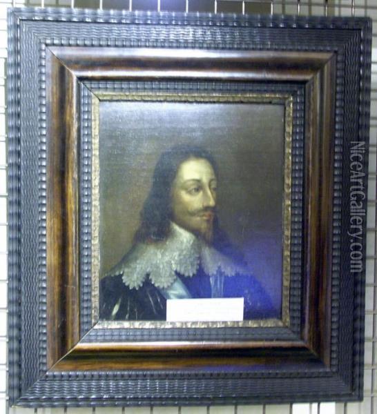 Konung Charles I Av England. Oil Painting - Sir Anthony Van Dyck
