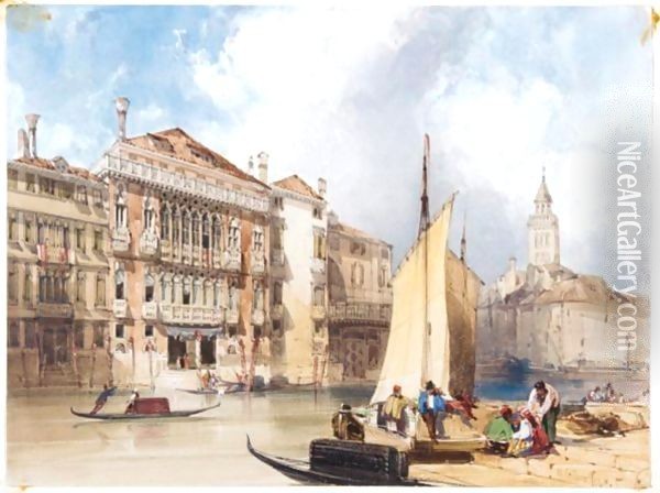 The Palazzo Pisani-Moretta On The Grand Canal, Venice Oil Painting - William Callow