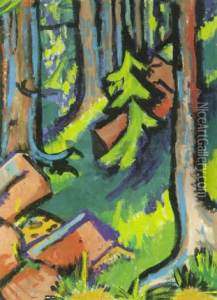 Wald Oil Painting - Ernst Ludwig Kirchner