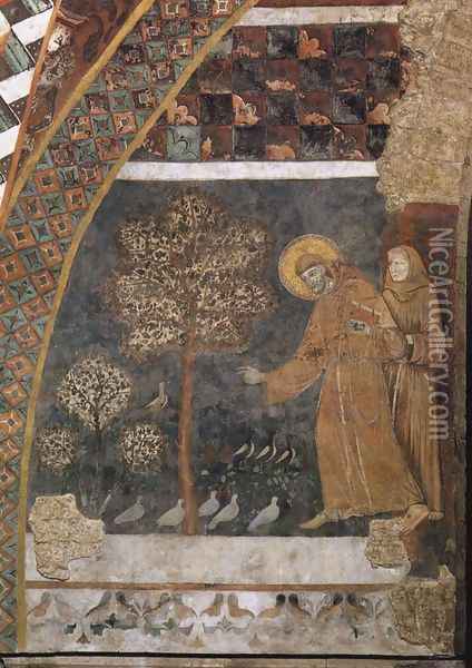 Scenes from the Life of St Francis- Francis Preaching to the Birds 1260-80 Oil Painting - Master of St Francis