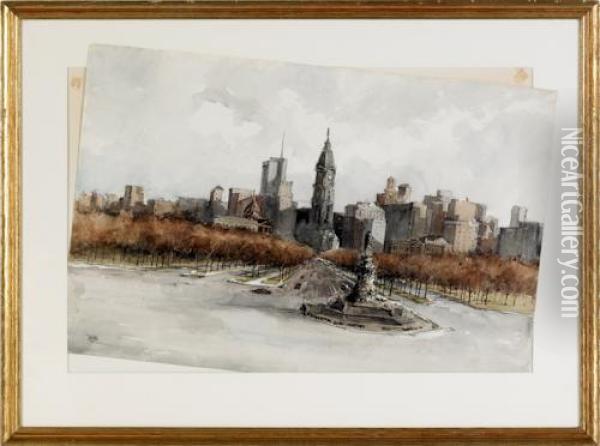 Philadelphia Skyline Oil Painting - James Ross