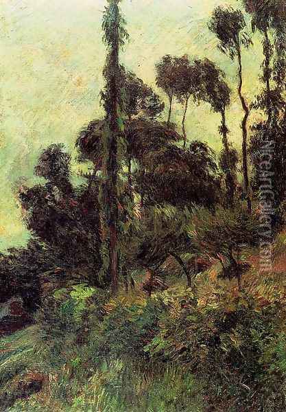 Hillside Oil Painting - Paul Gauguin