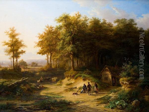 Landschap Met Figuren Oil Painting - Lodewyk De Maertelaere