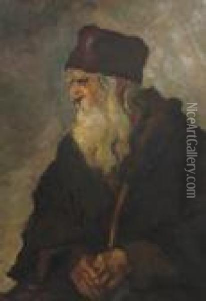 Monk Vlahuta Oil Painting - Aurel Baesu