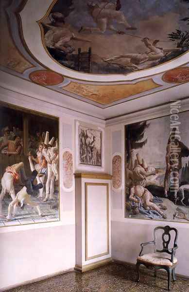 View of a Reconstructed Room Oil Painting - Giovanni Domenico Tiepolo