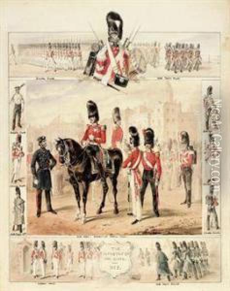 The Infantry Of The Guard: Studies Of Grenadier Guards, Scotsfusilier Guards And Coldstream Guards Oil Painting - Henry Martens
