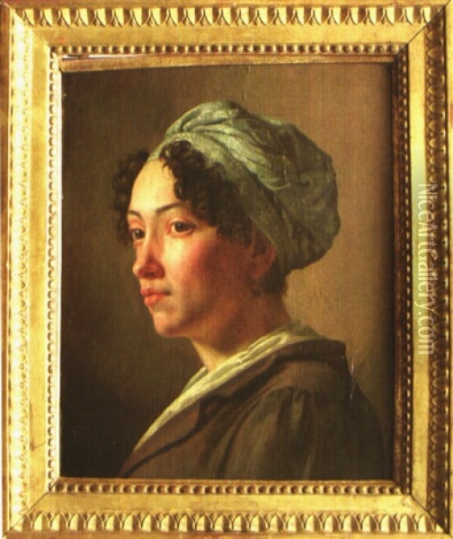 Portrait D'une Jeune Femme Des Iles Oil Painting - Jean-Jacques-Francois Monanteuil