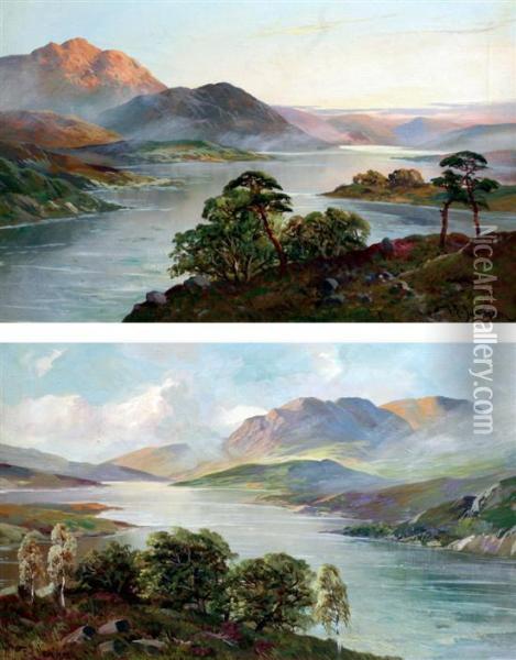 Loch Lomond & Loch Catrine Oil Painting - F.E. Jamieson