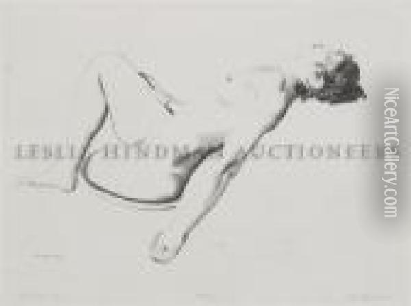 Nude Study, Woman Lying On A Pillow Oil Painting - George Wesley Bellows