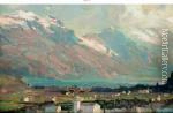 Veduta Del Lago Di Garda Oil Painting - Erich Kips