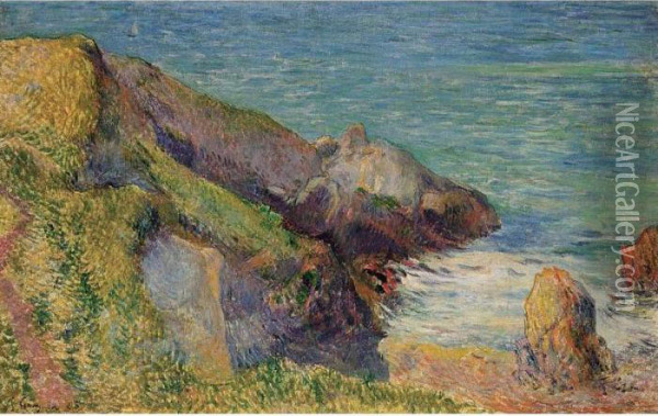 Rochers Sur La Cote Bretonne Oil Painting - Paul Gauguin