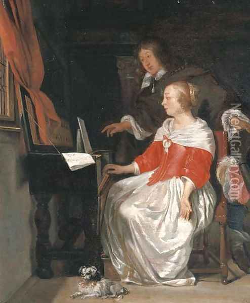 A music lesson Oil Painting - Eglon van der Neer