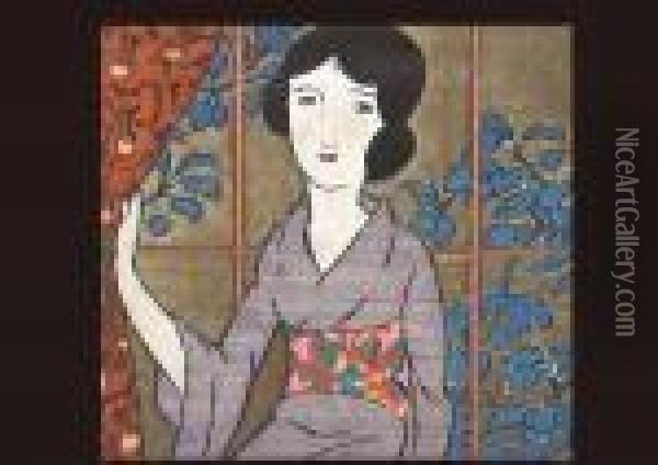 Woman Oil Painting - Takehisa Yumeji