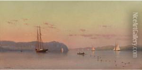 On The Hudson, Nyack Oil Painting - Francis Augustus Silva