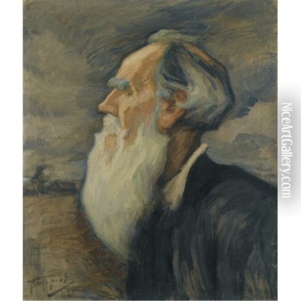 Portrait Of Leo Tolstoy Oil Painting - Leonid Osipovich Pasternak