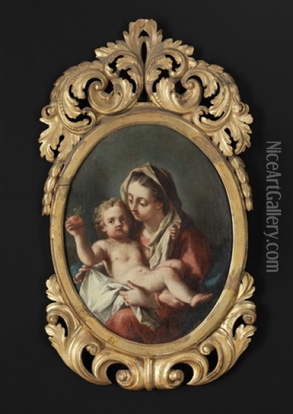 Madonna Mit Kind Einen Apfel Haltend Oil Painting - Francesco de Mura