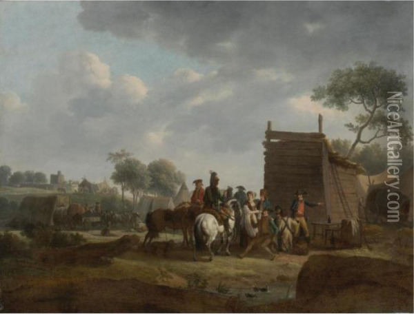 A Military Encampment In A Landscape Oil Painting - Joseph Swebach-Desfontaines