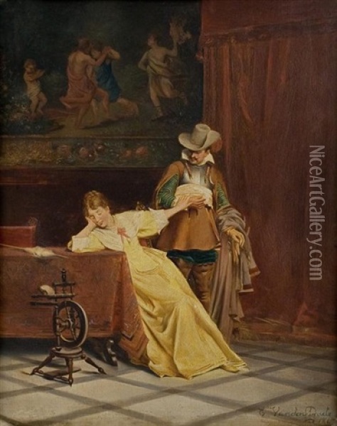Baroque Theatre - Love Scene Oil Painting - Casimir Van Den Daele