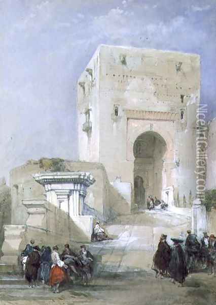 The Gate of Justice, Entrance to the Alhambra, 1833 Oil Painting - David Roberts