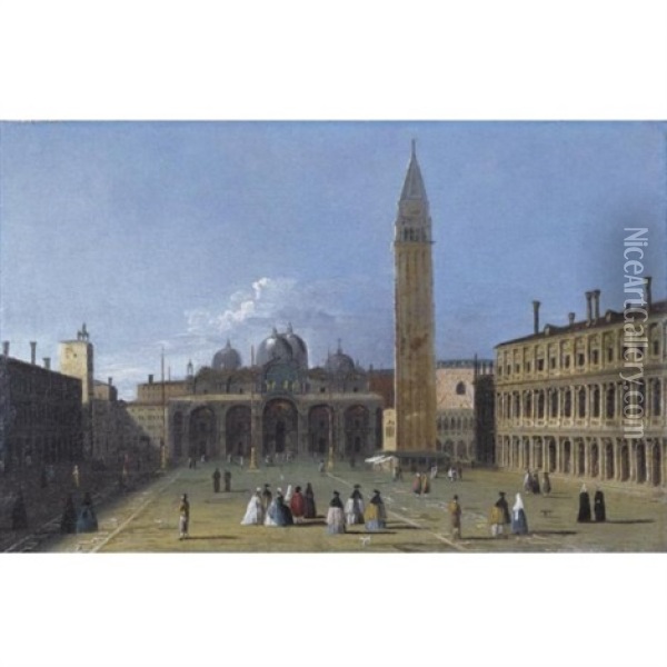 View Of The Piazza San Marco, Venice Oil Painting -  Master of the Langmatt Foundation Views