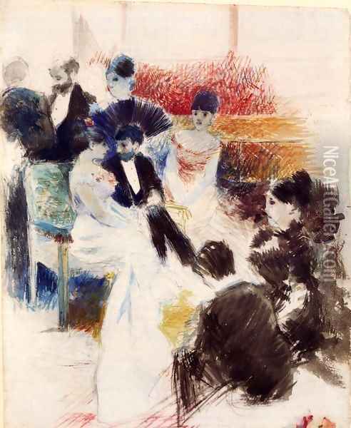 Parisian Salon 1878 Oil Painting - Jean-Louis Forain