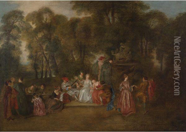 Fete Galante Oil Painting - Watteau, Jean Antoine