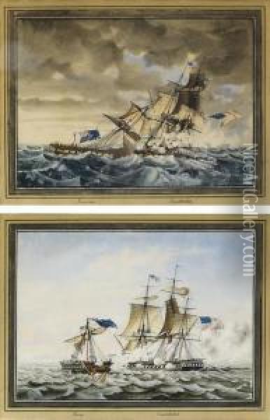 The End Of The Action Between U.s.s. Oil Painting - Ambroise-Louis Garneray