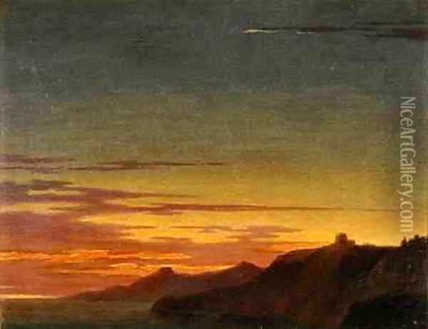 Close of the Day Sunset on the Coast Oil Painting - Alexander Cozens