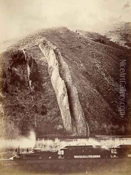 The Devils Slide, Union Pacific Railroad, Utah, 1880 Oil Painting - Carleton Emmons Watkins