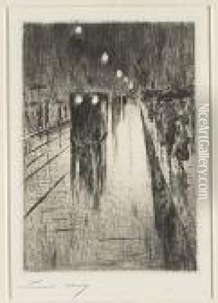 Leipziger Strase (abend) Oil Painting - Lesser Ury