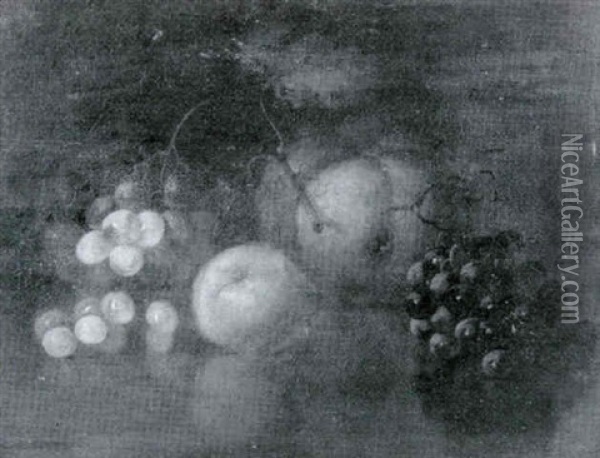 Grapes, Pear And Orange Oil Painting - Carducius Plantagenet Ream