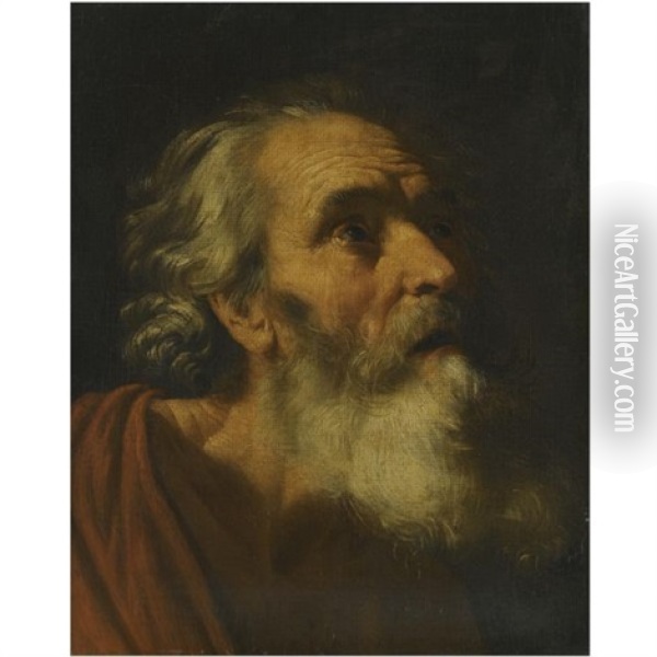 Head Of A Male Saint (study Of Saint Peter?) Oil Painting - Hendrick Van Somer