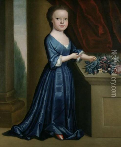 Girl In A Bluedress Oil Painting - Gerardus Duyckinck