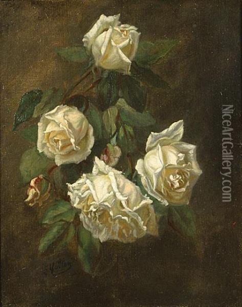 Witte Rozen Oil Painting - Antoine Vollon