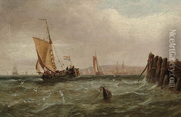 Shipping Off The Dutch Coast Oil Painting - John Callow