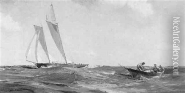 The Trawlers Oil Painting - John P. Benson